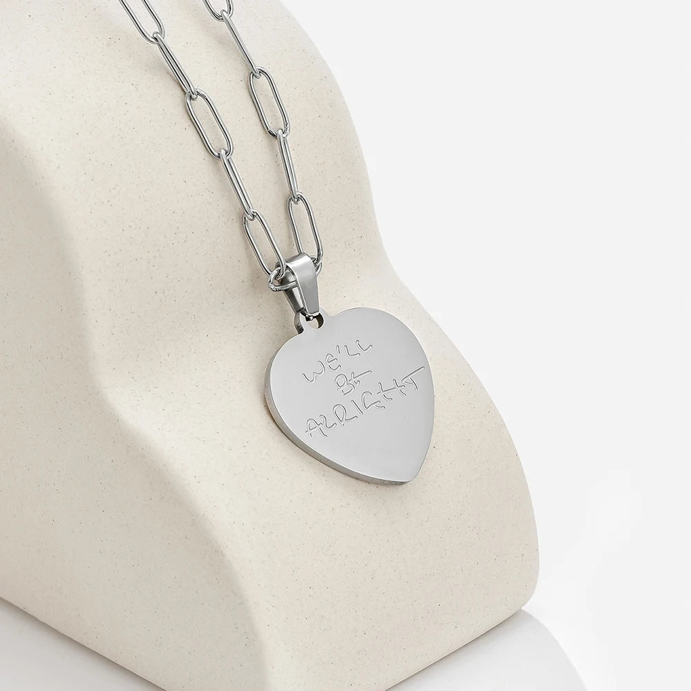 "We'll Be Alright" Necklace, Stainless Steel Harry Styles Heart Pendant Jewelry