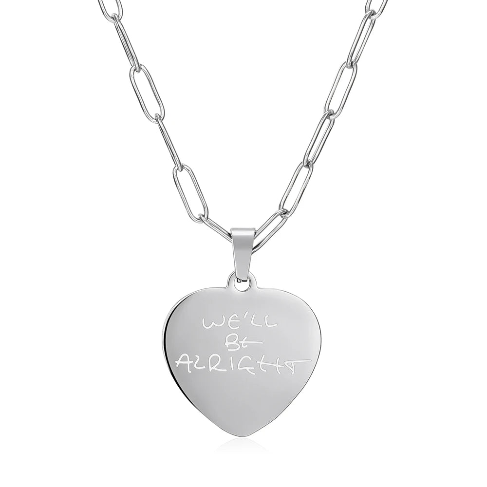 "We'll Be Alright" Necklace, Stainless Steel Harry Styles Heart Pendant Jewelry