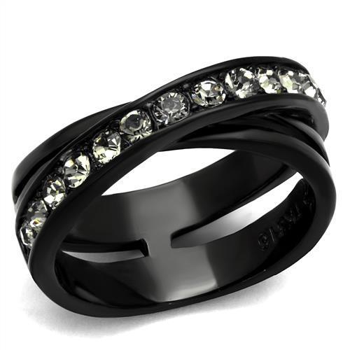 TK2281 IP Black Stainless Steel Ring with Top Grade Black Diamond Crystal